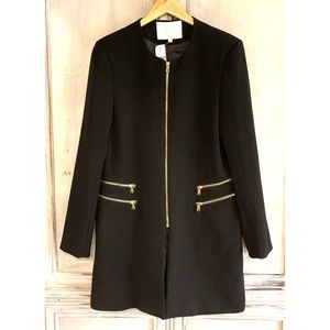 Vera & Lucy Black Noir Zip Coat Jacket Sz L